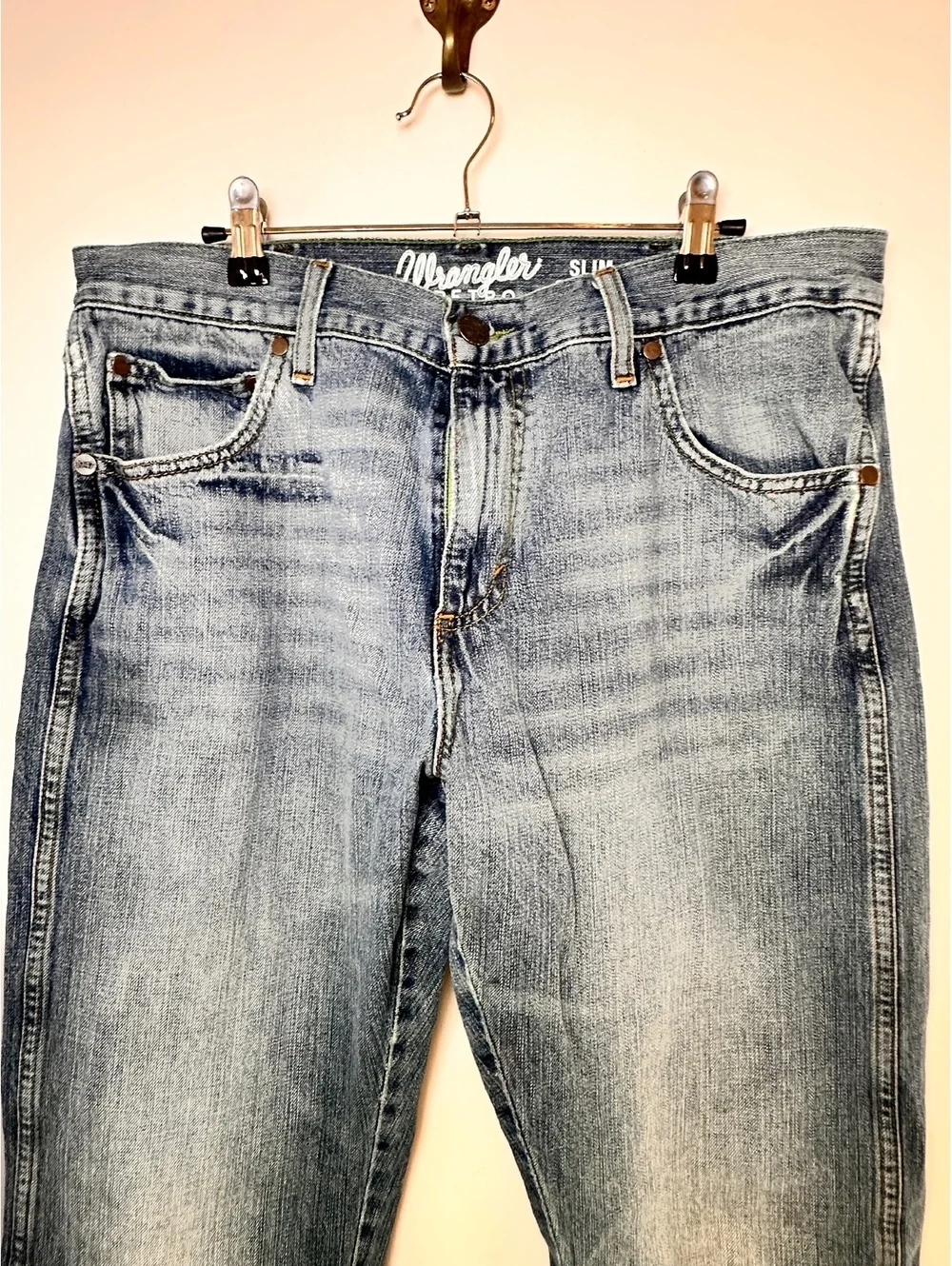 Wrangler Retro Men’s Slim Straight Jeans 34x32 88MWZDK 100% Cotton Western Denim